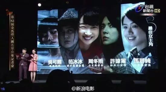 第53届台湾电影金马奖提名公布：周冬雨马思纯双入围，范冰冰影后提名引争议